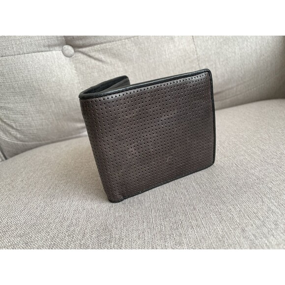 All Saint Men’s Guinue Leather Perforated Wallet Brown